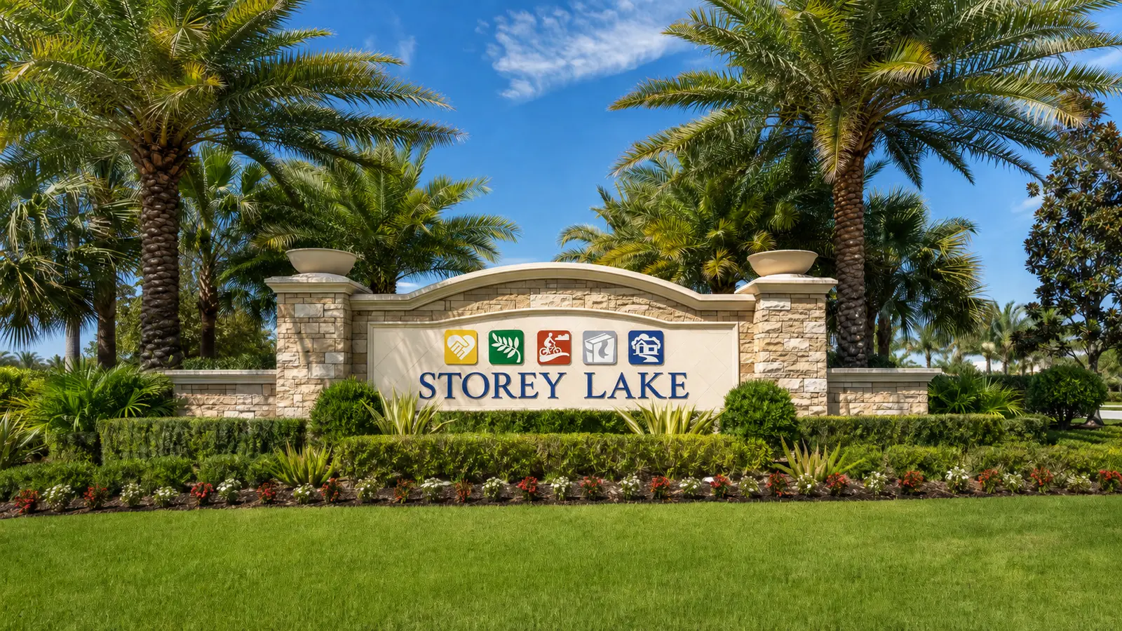 Storey Lake entrance with official community identity
